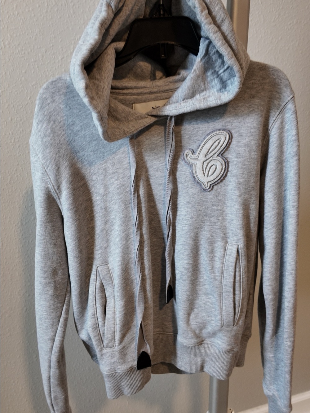 Coach Gray Hooded Sweatshirt with Embroidered 'C' Patch